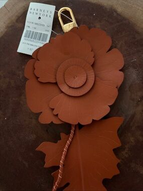 Alaia Terracotta Leather Flower BagCharm / key chain w/Gold Clasp Barneys NY NWT
